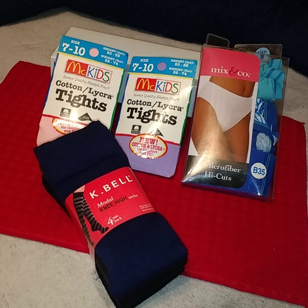 2 McKids cotton/Lyra tights, & underwear...